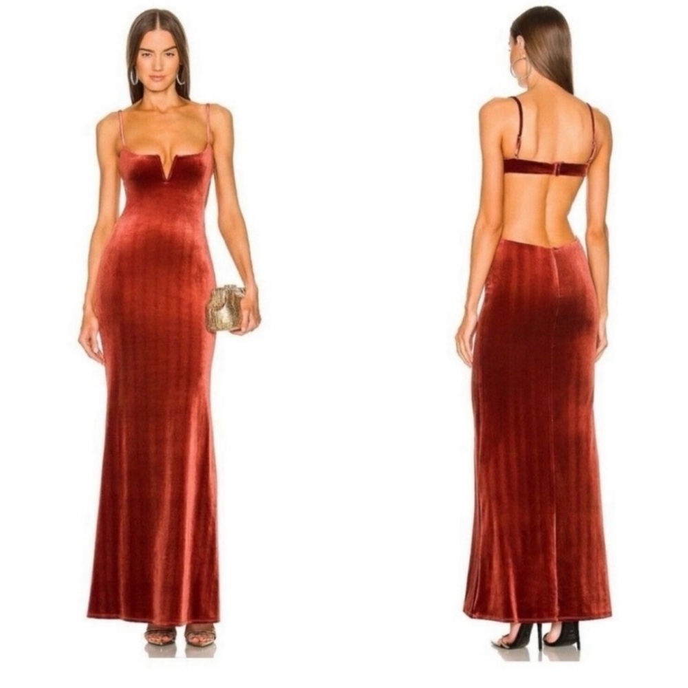 Michael Costello x Revolve Rowena Rust Velvet
Maxi Dress size xx-small